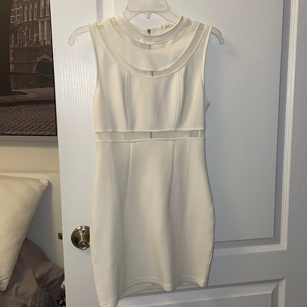 Tobi white bodycon dress with mesh detail